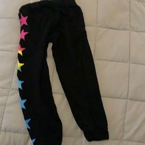 Black thin, soft, barely worn, size 6 flowers by Zoe sweat pants